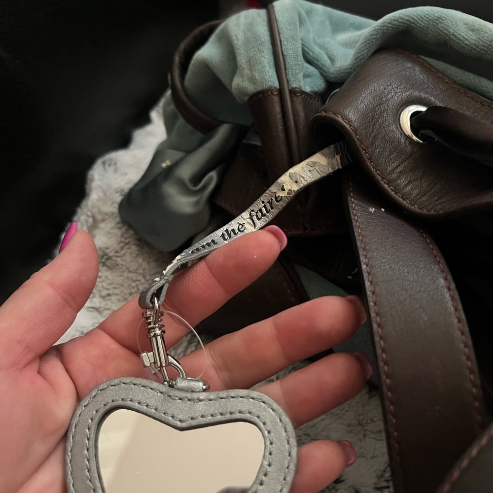 Juicy Couture Brown & Teal Heart Logo Tote Bag— Rare - Picture 10 of 10